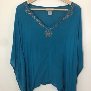 Boho Embroidered Flowing Blouse